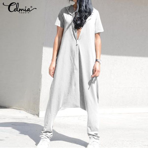 women's jumpsuits & rompers celmia plus size women short sleeve overalls hoodies loose harem pants ladies solid casual zipper pantalon, Black;white
women's jumpsuits & rompers celmia plus size women short sleeve overalls hoodies loose harem pants ladies solid casual zipper pantalon, Black;white