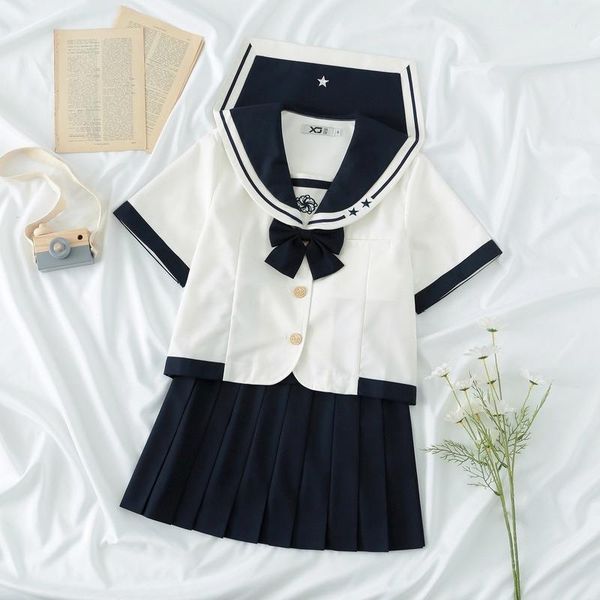 clothing sets women's japanese uniforms female student jk uniform all-match sailor suit cosplay college style pleated skirt party, White
clothing sets women's japanese uniforms female student jk uniform all-match sailor suit cosplay college style pleated skirt party, White
