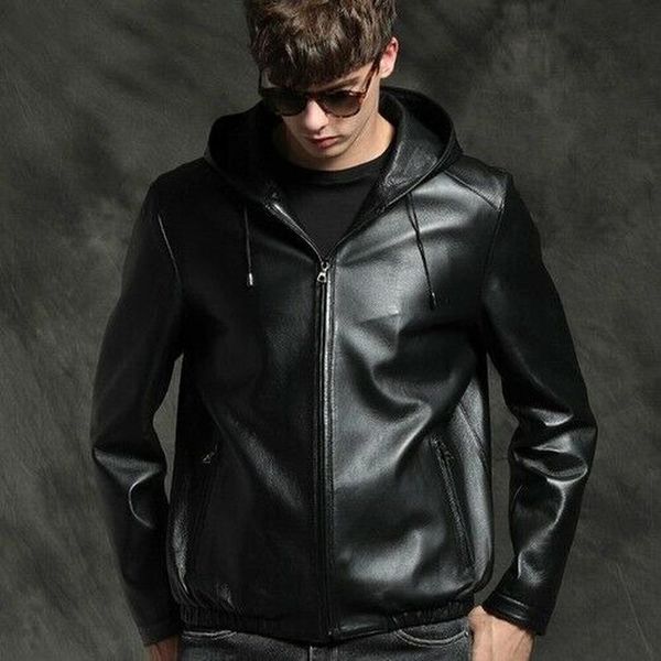 men's jackets hooded leather jacket men sheepskin outwear cap coat autumn winter fashion warm mens clothing bomber, Black;brown
men's jackets hooded leather jacket men sheepskin outwear cap coat autumn winter fashion warm mens clothing bomber, Black;brown