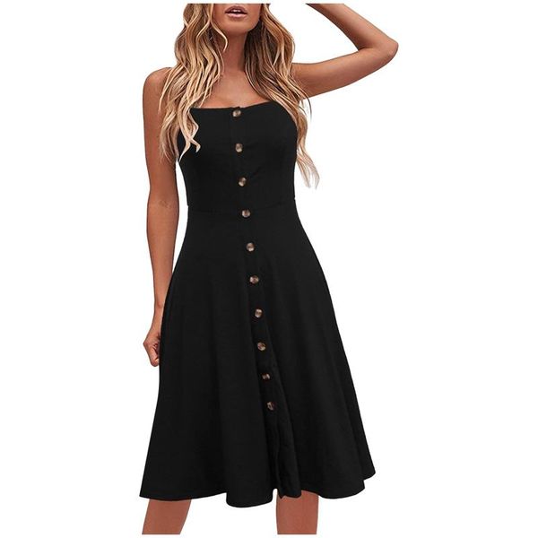 casual dresses solid a-line spaghetti strap button sundress dress women's vintage dark buttons sheath one word collar midi vestidos, Black;gray
casual dresses solid a-line spaghetti strap button sundress dress women's vintage dark buttons sheath one word collar midi vestidos, Black;gray