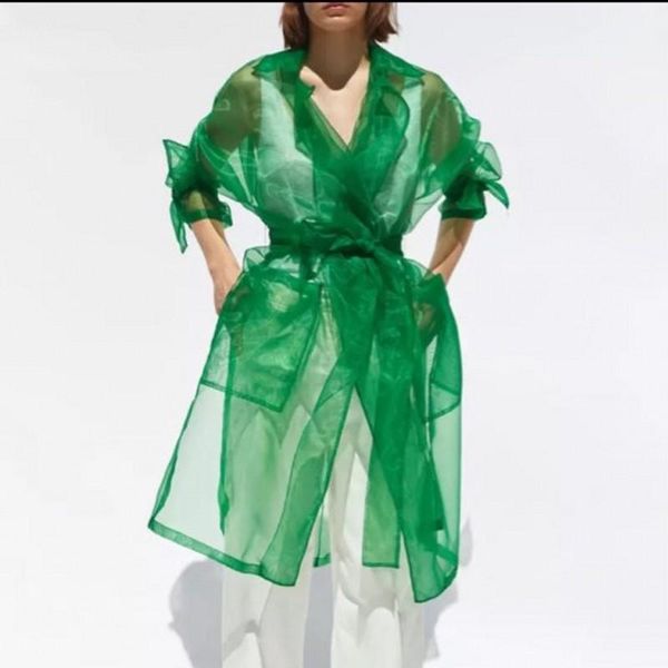 green women dresses with ribbon sash formal organza robes high street dress long sleeves knee length summer wear casual, Black;gray
green women dresses with ribbon sash formal organza robes high street dress long sleeves knee length summer wear casual, Black;gray