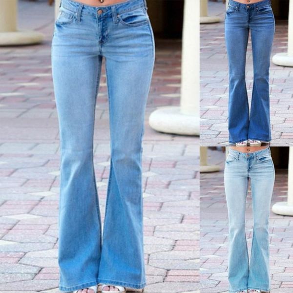 casual women's jeans washed high waist button cut retro fashion pants flared plus size, Blue
casual women's jeans washed high waist button cut retro fashion pants flared plus size, Blue