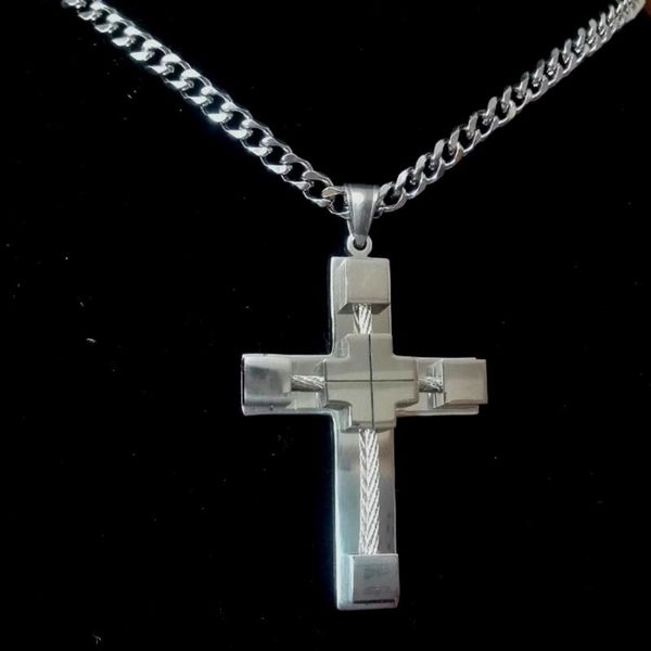 pendant necklaces 20''-32'' 5mm chain mens stainless steel cuban curb link necklace cross large, Silver
pendant necklaces 20''-32'' 5mm chain mens stainless steel cuban curb link necklace cross large, Silver