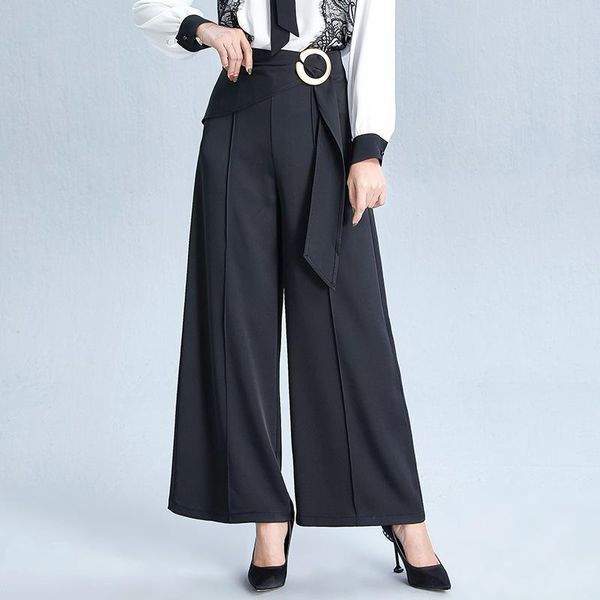 women's pants & capris 2021 women summer belt design wide leg casual pure color trousers feminino, Black;white
women's pants & capris 2021 women summer belt design wide leg casual pure color trousers feminino, Black;white