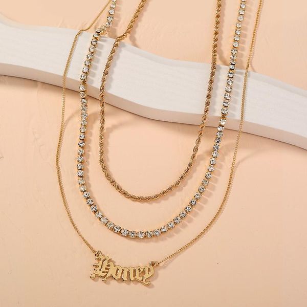 chains multi-layer gothic letters cute mini creative wild zircon fashion necklace temperament ladies girls accessories, Silver
chains multi-layer gothic letters cute mini creative wild zircon fashion necklace temperament ladies girls accessories, Silver