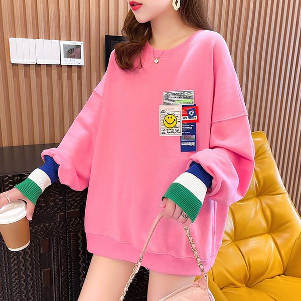 women's sweater 2021 autumn korean long sleeve round neck loose large student casual coat, Black
women's sweater 2021 autumn korean long sleeve round neck loose large student casual coat, Black