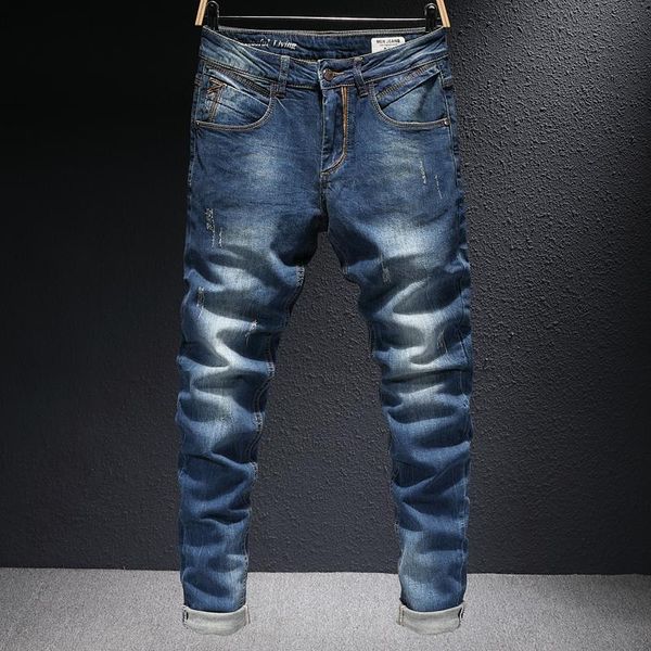 men's jeans european vintage fashion men retro dark blue elastic slim fit ripped korean style street designer denim pants
men's jeans european vintage fashion men retro dark blue elastic slim fit ripped korean style street designer denim pants