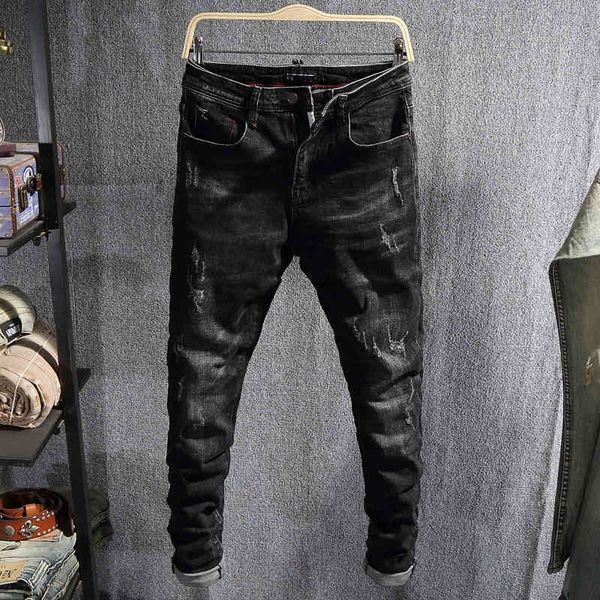 jeans fashion streetwear retro black slim fit elastic ripped men denim pencil pants japanese vintage designer jeans, Blue
jeans fashion streetwear retro black slim fit elastic ripped men denim pencil pants japanese vintage designer jeans, Blue
