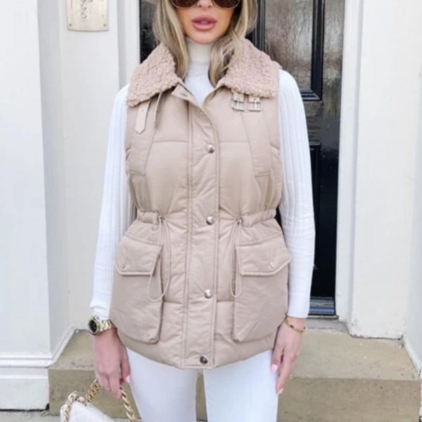 women's vests quinn fashion autumn winter patchwork turn down collar women elegant elastic waist coats pockets ladies, Black;white
women's vests quinn fashion autumn winter patchwork turn down collar women elegant elastic waist coats pockets ladies, Black;white