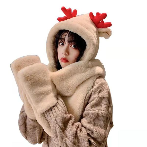 five fingers gloves 3 in1 scarf hat cute elk cartoon kawaii funny christmas gift plush cap winter hoodies with mitten, Blue;gray
five fingers gloves 3 in1 scarf hat cute elk cartoon kawaii funny christmas gift plush cap winter hoodies with mitten, Blue;gray