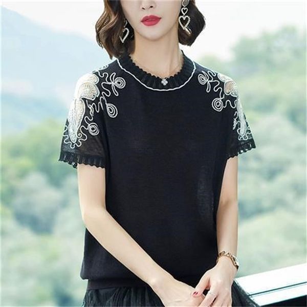 t-shirt summer short sleeve t-shirt 2020 new women's knitted ice silk base coat early spring tide, White
t-shirt summer short sleeve t-shirt 2020 new women's knitted ice silk base coat early spring tide, White