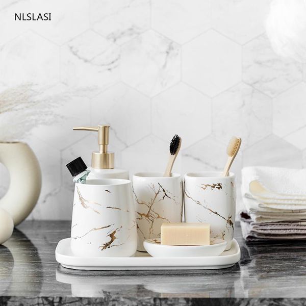 bath accessory set nordic style marble pattern six-piece suit ceramic home bathroom soap dish lotion bottle toothbrush holder mouth cup tray
bath accessory set nordic style marble pattern six-piece suit ceramic home bathroom soap dish lotion bottle toothbrush holder mouth cup tray