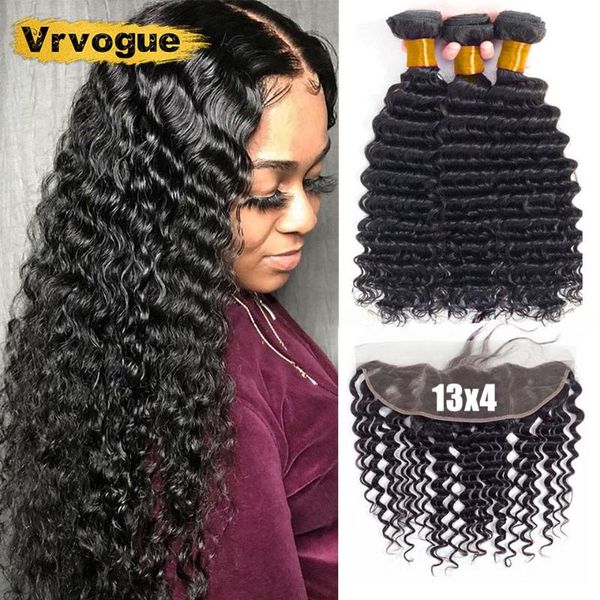 human hair bulks deep wave bundles with frontal closure brazilian 13x4 lace remy natural color vrvogue, Black
human hair bulks deep wave bundles with frontal closure brazilian 13x4 lace remy natural color vrvogue, Black