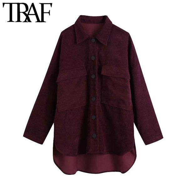 traf women fashion oversized asymmetric corduroy jacket coat vintage long sleeve pockets female outerwear chic 210415, Black;brown
traf women fashion oversized asymmetric corduroy jacket coat vintage long sleeve pockets female outerwear chic 210415, Black;brown