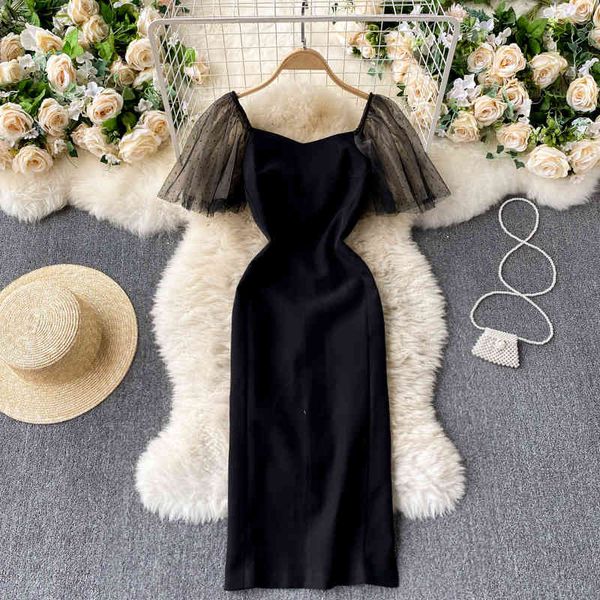 dresses women elegant solid korean splice mesh short sleeve v neck slim es summer chic streetwear midi long, Black;gray
dresses women elegant solid korean splice mesh short sleeve v neck slim es summer chic streetwear midi long, Black;gray