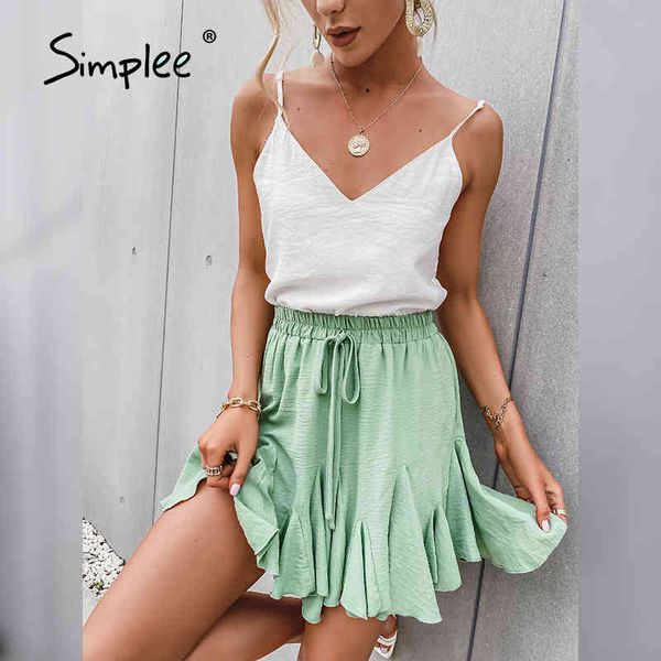 ruffle green casual high waist women skirt summer spring lace-up solid a-line mini skirts fashion ladies bottom 210414, Black
ruffle green casual high waist women skirt summer spring lace-up solid a-line mini skirts fashion ladies bottom 210414, Black