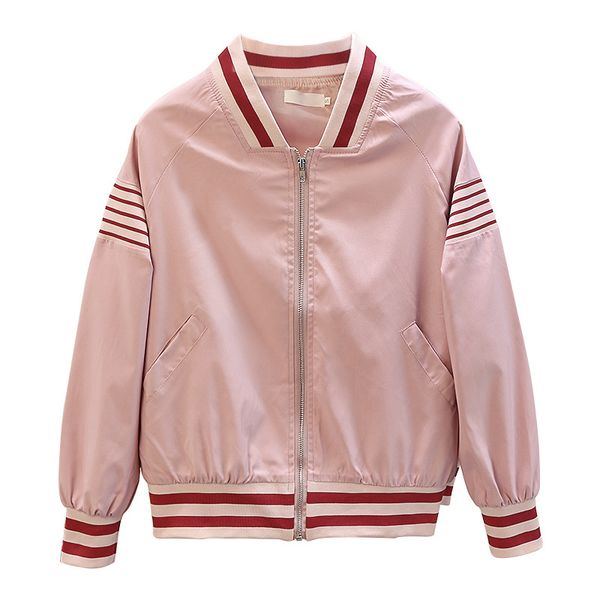 women outwear bomber jacket zipper pocket sport side-stripe pink c0016 210514, Black;brown
women outwear bomber jacket zipper pocket sport side-stripe pink c0016 210514, Black;brown