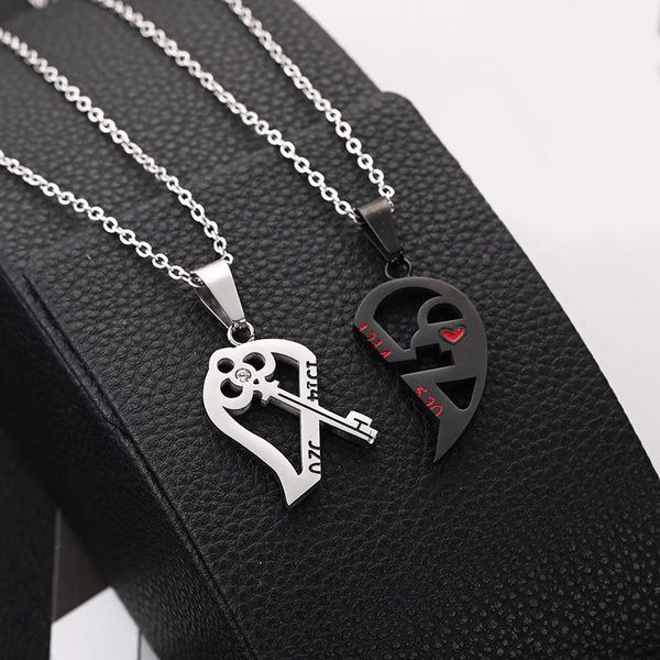 double color simple couple necklace 2 pcs broken heart stainless steel pendant gifts key locket lovers jewelry necklaces, Silver
double color simple couple necklace 2 pcs broken heart stainless steel pendant gifts key locket lovers jewelry necklaces, Silver