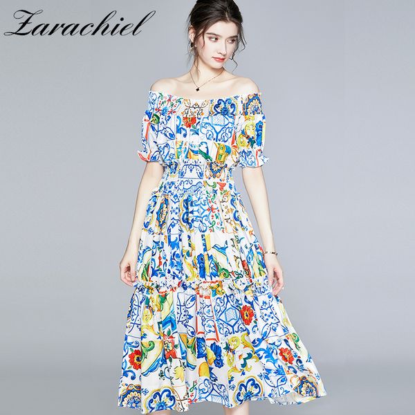 bohemian summer blue and white porcelain print flower midi women's off shoulder short sleeve elastic waist runway dress 210416, Black;gray
bohemian summer blue and white porcelain print flower midi women's off shoulder short sleeve elastic waist runway dress 210416, Black;gray