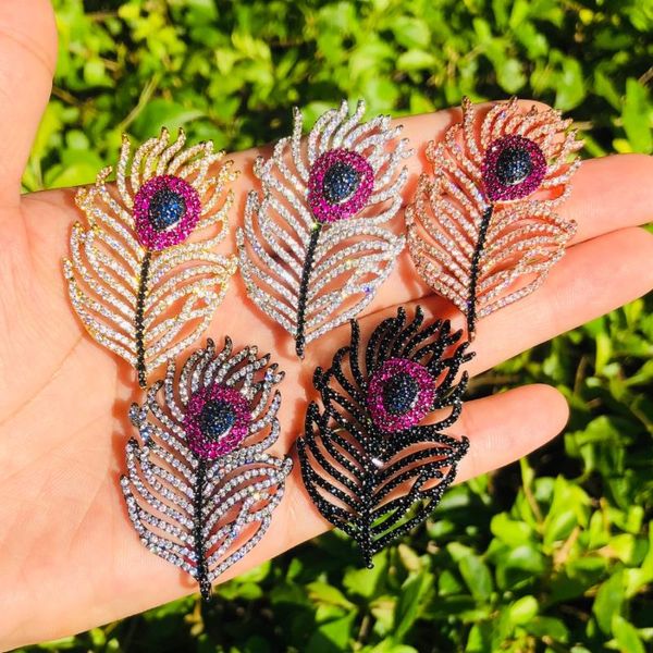 charms 5pcs cz pave peacock feather pendant for women bracelet necklace earring making handmade jewelry accessories wholesale, Bronze;silver
charms 5pcs cz pave peacock feather pendant for women bracelet necklace earring making handmade jewelry accessories wholesale, Bronze;silver