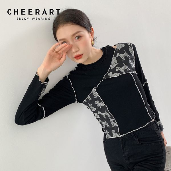 crewneck long sleeve crop black bodycon patchwork tshirt women contrast stitch casual t shirt knitwear autumn 210427, White
crewneck long sleeve crop black bodycon patchwork tshirt women contrast stitch casual t shirt knitwear autumn 210427, White
