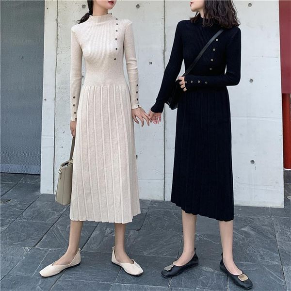 casual dresses mazefeng 2021 spring winter women knitted empire female long sweater buttons pleated elegant solid slim, Black;gray
casual dresses mazefeng 2021 spring winter women knitted empire female long sweater buttons pleated elegant solid slim, Black;gray