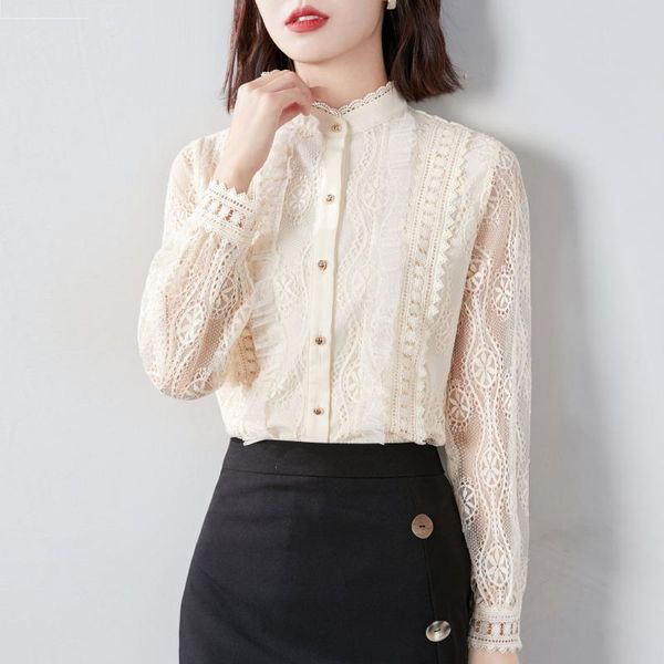women's blouses & shirts womens blouse hook flower hollow long sleeve white with lace single breasted slim ol woman office
women's blouses & shirts womens blouse hook flower hollow long sleeve white with lace single breasted slim ol woman office