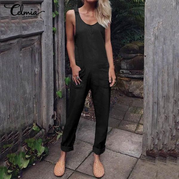 women's jumpsuits & rompers 2021 summer celmia women long sleeveless vintage harem pants casual loose buttons dungarees plus size overa, Black;white
women's jumpsuits & rompers 2021 summer celmia women long sleeveless vintage harem pants casual loose buttons dungarees plus size overa, Black;white
