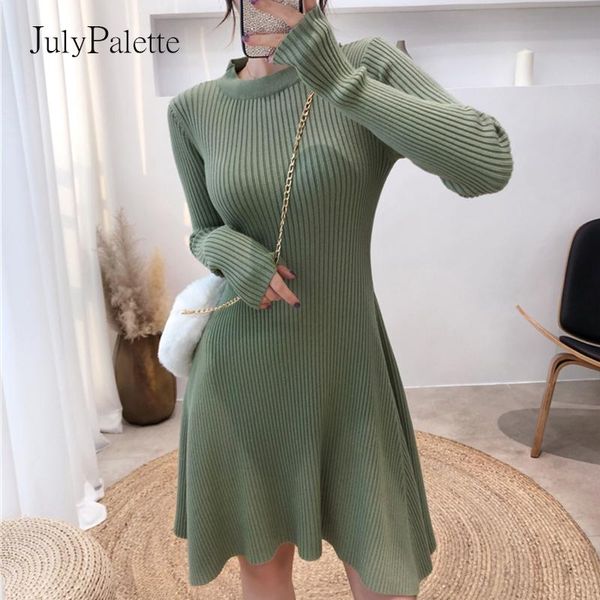 casual dresses julypalette 2021 autumn winter thicken o-neck pullover sweater dress solid female long sleeve a-line slim knitted, Black;gray 
casual dresses julypalette 2021 autumn winter thicken o-neck pullover sweater dress solid female long sleeve a-line slim knitted, Black;gray