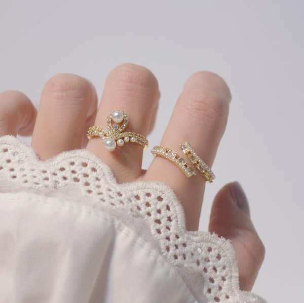 cluster rings delicate jewelry 14k real gold adjustable crystal crown for women luxury pearl zircon engagement, Golden;silver
cluster rings delicate jewelry 14k real gold adjustable crystal crown for women luxury pearl zircon engagement, Golden;silver