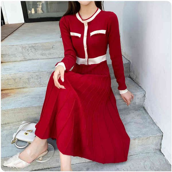 2021 a line autumn winter vintage elegant hit color female basic knit full sleeve high waist slim sweater pleated women dresses vestidos, Black;gray
2021 a line autumn winter vintage elegant hit color female basic knit full sleeve high waist slim sweater pleated women dresses vestidos, Black;gray