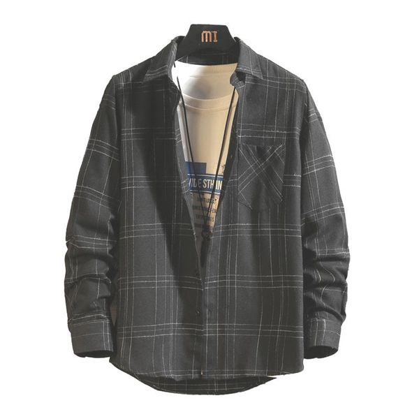 men's casual shirts 2021 korean fashon plaid shirt men harajuku style long sleeve button up flannel black vintage clothing 5xl, White;black
men's casual shirts 2021 korean fashon plaid shirt men harajuku style long sleeve button up flannel black vintage clothing 5xl, White;black