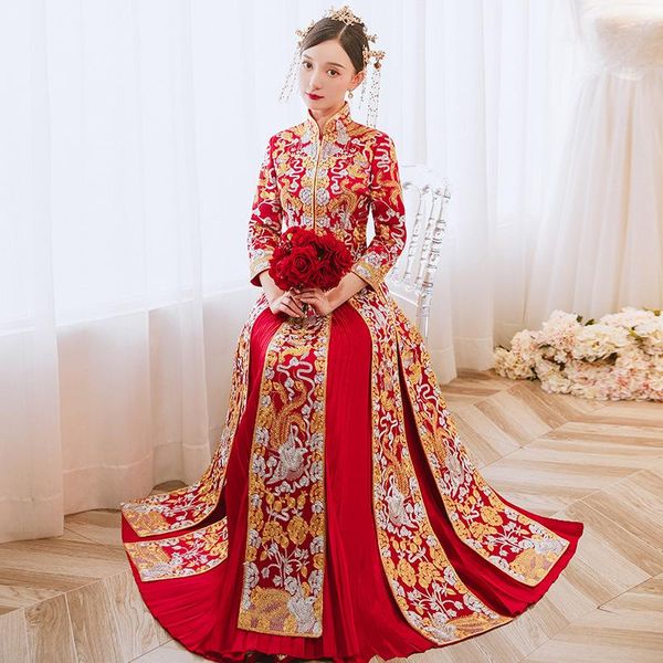 ethnic clothing oversize 6xl traditional flower phoenix embroidery bride groom wedding dress retro chinese refined stylish marry cheongsam, Red
ethnic clothing oversize 6xl traditional flower phoenix embroidery bride groom wedding dress retro chinese refined stylish marry cheongsam, Red