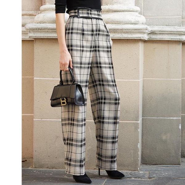 wool blend wide leg pants women early spring high waist casual loose full length elegant plaid trousers women's & capris, Black;white
wool blend wide leg pants women early spring high waist casual loose full length elegant plaid trousers women's & capris, Black;white