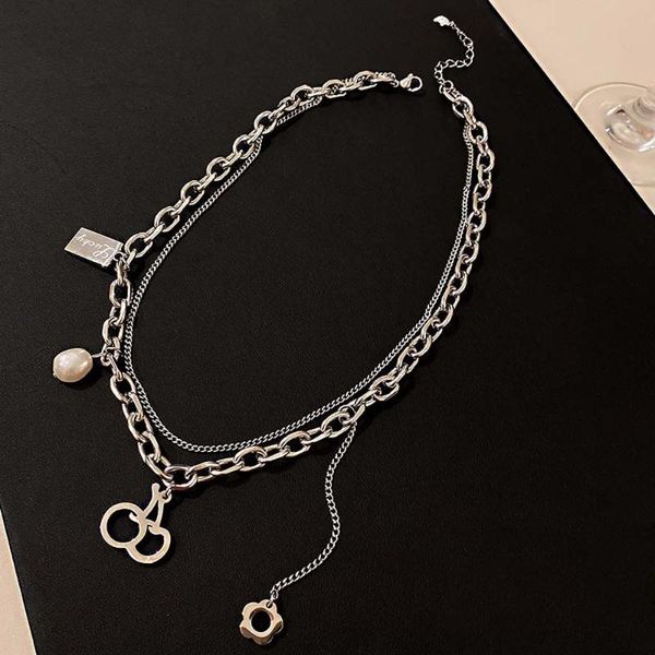 chains fashion double layer simulation pearl pendant cherry tassel necklace women korean style choker, Silver
chains fashion double layer simulation pearl pendant cherry tassel necklace women korean style choker, Silver