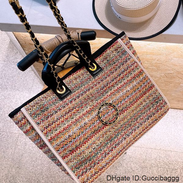 2021 womens linen colorful straw beach bag iridescent rainbow braid symbol deauville chain shopping large capacity travel totes famous
2021 womens linen colorful straw beach bag iridescent rainbow braid symbol deauville chain shopping large capacity travel totes famous
