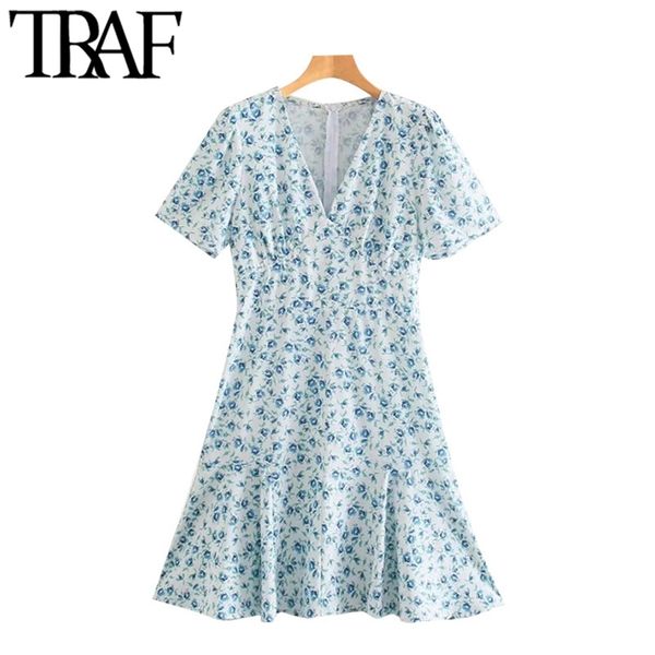 women chic fashion floral print ruffled mini dress vintage short sleeve back zipper female dresses vestidos mujer 210507, Black;gray
women chic fashion floral print ruffled mini dress vintage short sleeve back zipper female dresses vestidos mujer 210507, Black;gray