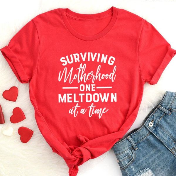 women's t-shirt surviving motherhood one meltdown tshirts short sleeve 100% cotton letter print graphic tees women drop, White
women's t-shirt surviving motherhood one meltdown tshirts short sleeve 100% cotton letter print graphic tees women drop, White