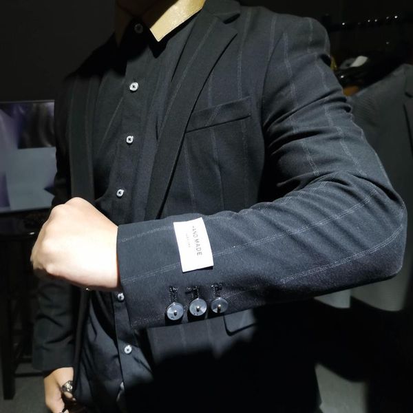 men's suits & blazers mens blazer jacket spring stripe man suit night fashion party terno masculino slim fit costumes male singers degi, White;black
men's suits & blazers mens blazer jacket spring stripe man suit night fashion party terno masculino slim fit costumes male singers degi, White;black