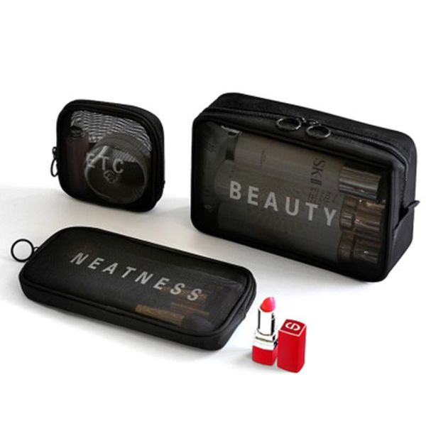 women men necessary black mesh cosmetic bag transparent travel organizer fashion small large toiletry bags makeup pouch storage
women men necessary black mesh cosmetic bag transparent travel organizer fashion small large toiletry bags makeup pouch storage