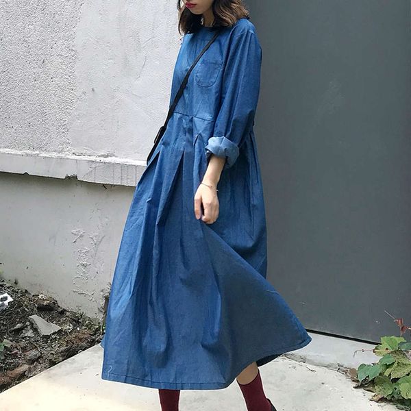 casual dresses dress women clothestemperament round neck single pocket pleated high waist loose swing denim long skirt nzmt, Black;gray
casual dresses dress women clothestemperament round neck single pocket pleated high waist loose swing denim long skirt nzmt, Black;gray