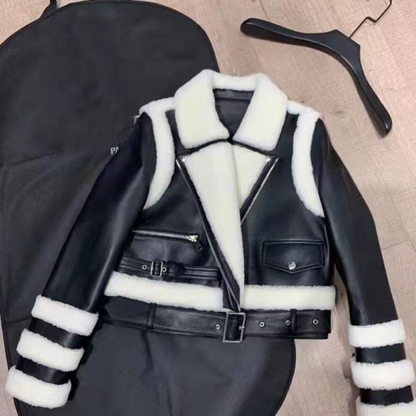 women's leather & faux women coat spring and autumn short length genuine jacket turn-down collar real wool female clothes, Black
women's leather & faux women coat spring and autumn short length genuine jacket turn-down collar real wool female clothes, Black