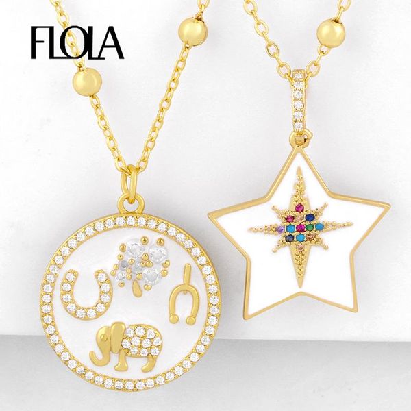 pendant necklaces flola gold filled elephant for women crystal enamel star cz multicolor statement jewelry accessories nkeq63, Silver
pendant necklaces flola gold filled elephant for women crystal enamel star cz multicolor statement jewelry accessories nkeq63, Silver