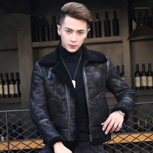 men's leather & faux winter genuine sheepskin jacket 100%wool liner coat fashion men clothes 2021 f-cq-8721 my789, Black
men's leather & faux winter genuine sheepskin jacket 100%wool liner coat fashion men clothes 2021 f-cq-8721 my789, Black