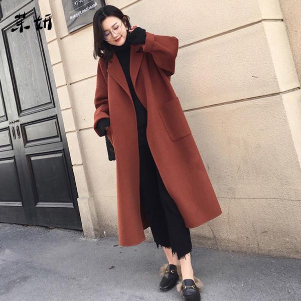 women's trench coats autumn winter women long hepburn cashmere coat casual female ol style turn down collar belt loose fit outwear, Tan;black
women's trench coats autumn winter women long hepburn cashmere coat casual female ol style turn down collar belt loose fit outwear, Tan;black