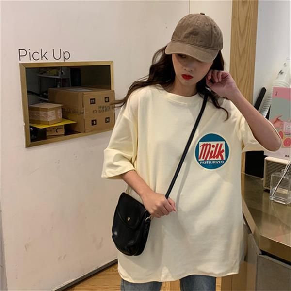 letter loose casual basic women t shirt korean style simple all match college wind summer arrival short sleeve o neck, White
letter loose casual basic women t shirt korean style simple all match college wind summer arrival short sleeve o neck, White