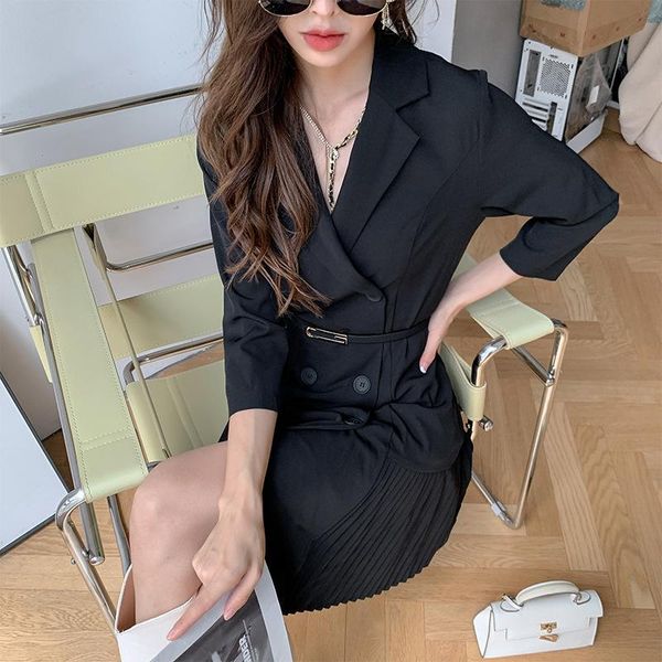 casual dresses blazer dress women spring autumn fashion korean advanced slim pleated elegant celebrity style office lady vestidos, Black;gray
casual dresses blazer dress women spring autumn fashion korean advanced slim pleated elegant celebrity style office lady vestidos, Black;gray