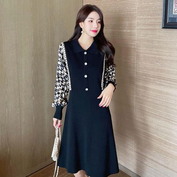 casual dresses women plaid houndstooth chiffon patchwork knitted dress autumn retro knit sweater robe work streetwear winter vestido, Black;gray
casual dresses women plaid houndstooth chiffon patchwork knitted dress autumn retro knit sweater robe work streetwear winter vestido, Black;gray
