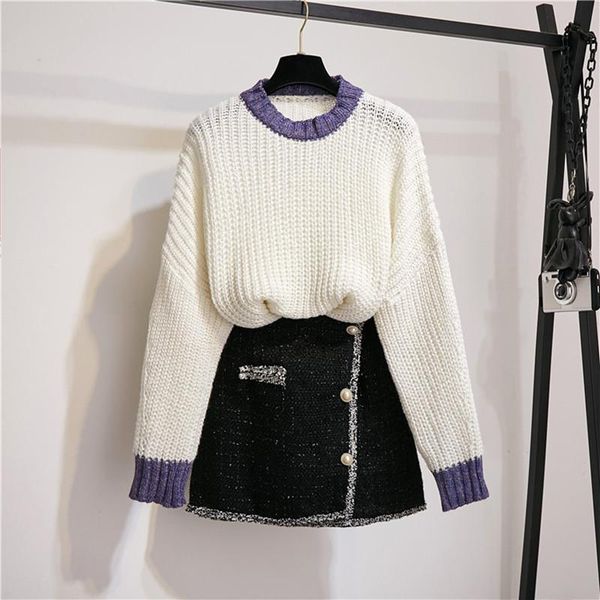 two piece dress verhellen elegant casual women set 2021 autumn loose knitted pullover sweater + pearl tweed mini skirt suit sets, White
two piece dress verhellen elegant casual women set 2021 autumn loose knitted pullover sweater + pearl tweed mini skirt suit sets, White