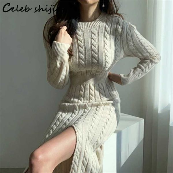 woman knit dress split autumn high waist apricot chic mid sweater vestido korean runway fashion knitwear winter 211119, Black;gray
woman knit dress split autumn high waist apricot chic mid sweater vestido korean runway fashion knitwear winter 211119, Black;gray